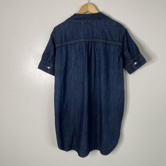 AMO Shirt Dress Womens Small Blue Denim Jean Button Short Sleeve USA Pockets - Picture 6 of 10